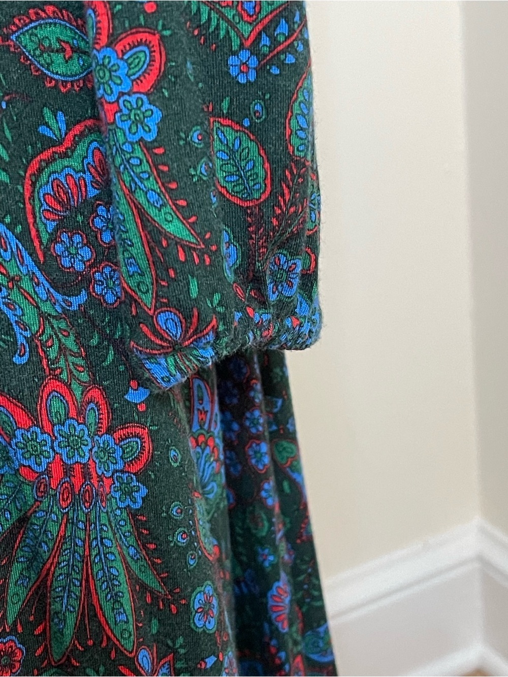 Boden Floral Midi Dress US 10 Green Paisley Long Sleeve - Picture 6 of 8